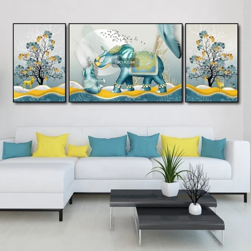 Tranh Treo Tường Nghệ Thuật Voi Xanh Tài Lộc