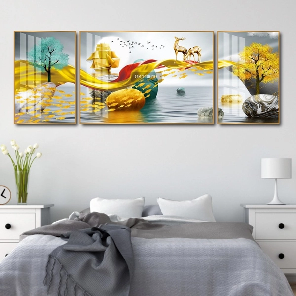 Tranh Treo Tường Phong Thủy Hươu Vàng Tài Lộc