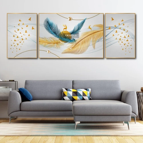 Tranh Treo Tường Hươu Và Lông Vũ Nghệ Thuật 3