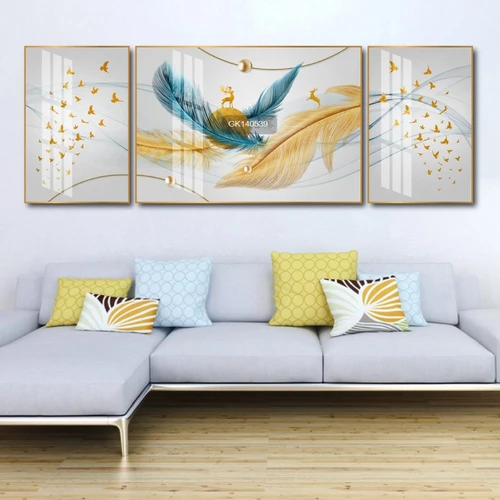 Tranh Treo Tường Hươu Và Lông Vũ Nghệ Thuật 3