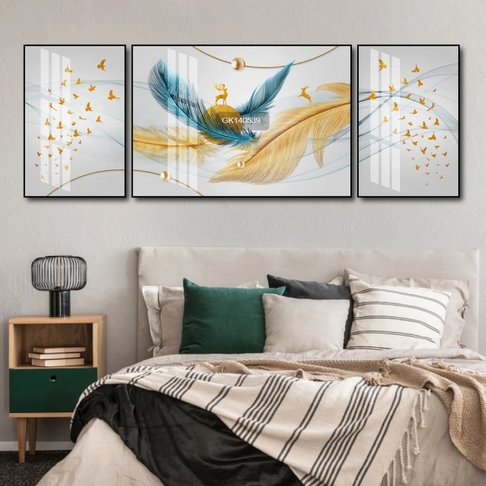 Tranh Treo Tường Hươu Và Lông Vũ Nghệ Thuật 3