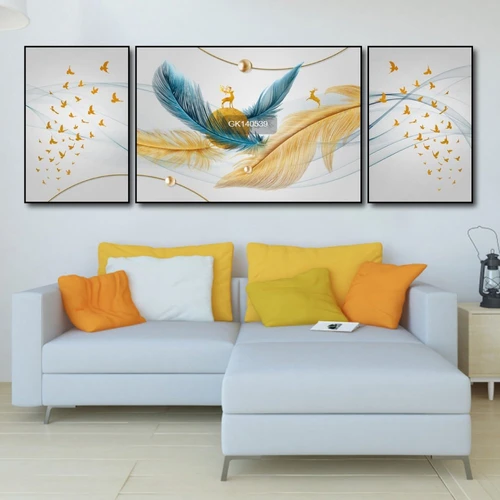 Tranh Treo Tường Hươu Và Lông Vũ Nghệ Thuật 3