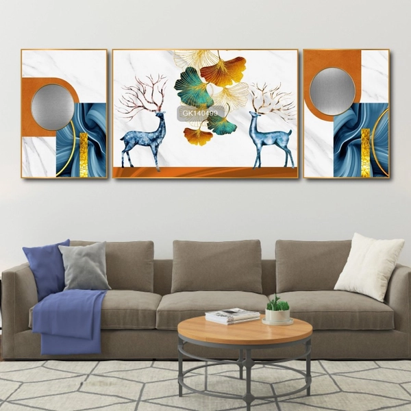 Tranh Treo Tường Nghệ Thuật Hươu Xanh Và Lá Rẻ Quạt