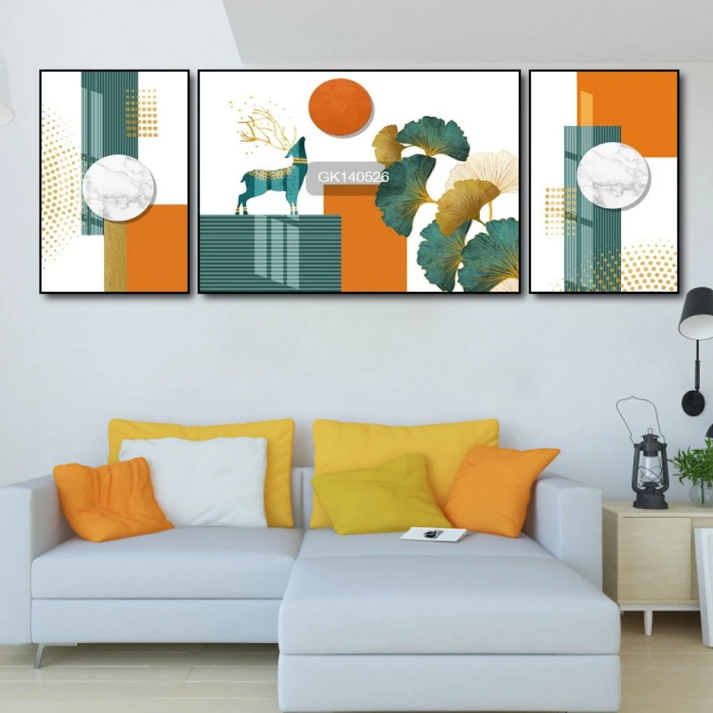 Tranh Treo Tường Nghệ Thuật Hươu Xanh Và Lá Rẻ Quạt 2