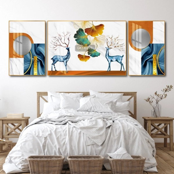 Tranh Treo Tường Nghệ Thuật Hươu Xanh Và Lá Rẻ Quạt