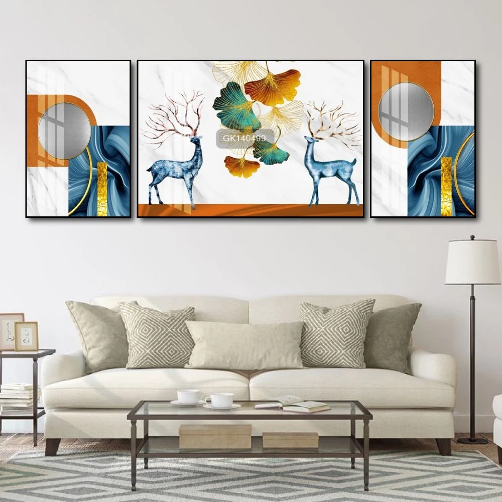 Tranh Treo Tường Nghệ Thuật Hươu Xanh Và Lá Rẻ Quạt