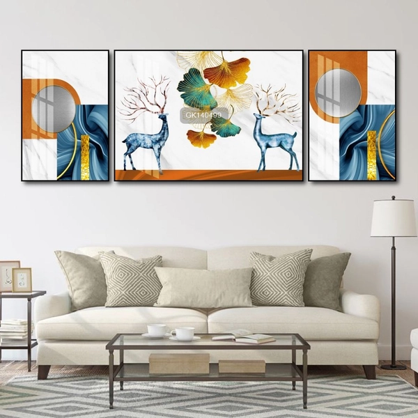 Tranh Treo Tường Nghệ Thuật Hươu Xanh Và Lá Rẻ Quạt