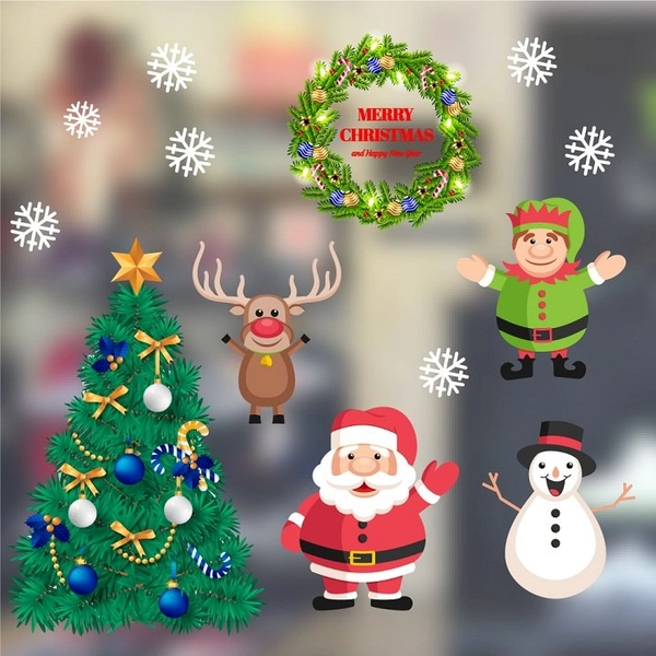Decal trang trí noel ông già noel vui vẻ mẫu 2