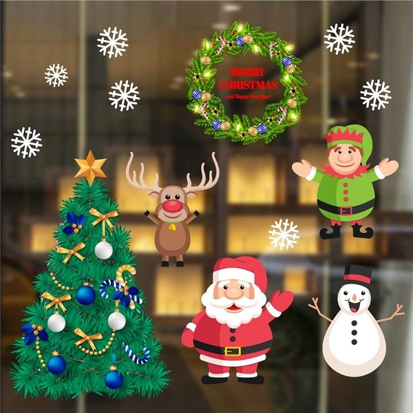 Decal trang trí noel ông già noel vui vẻ mẫu 2