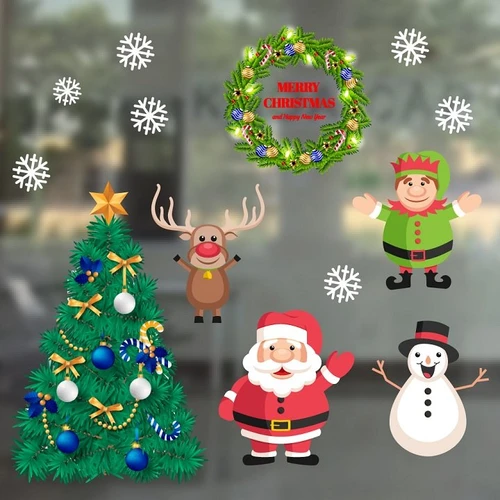 Decal trang trí noel ông già noel vui vẻ 2022