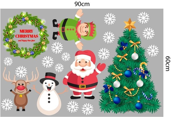 Decal trang trí noel ông già noel vui vẻ mẫu 2