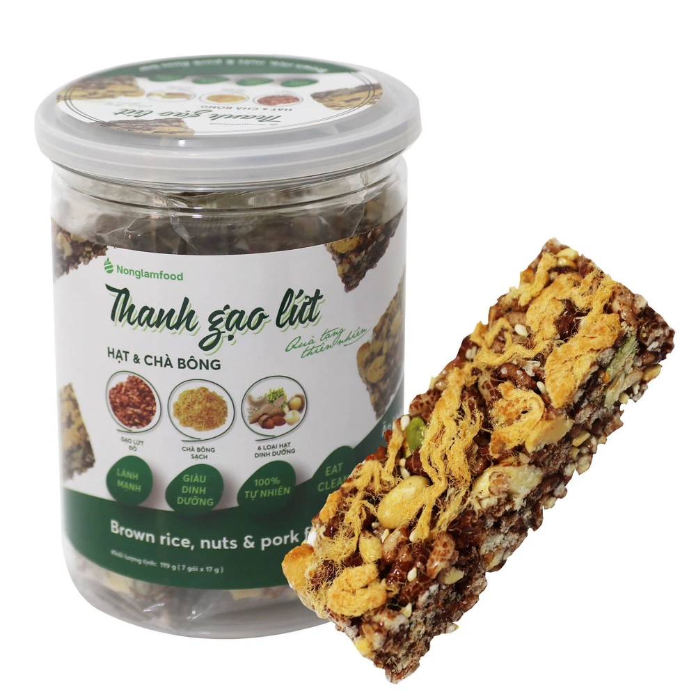 Hộp 7 thanh gạo lức kết hợp 6 loại hạt vị chà bông và rong biển