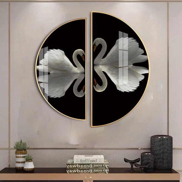 Tranh Bán Nguyệt Thiên Nga Trắng