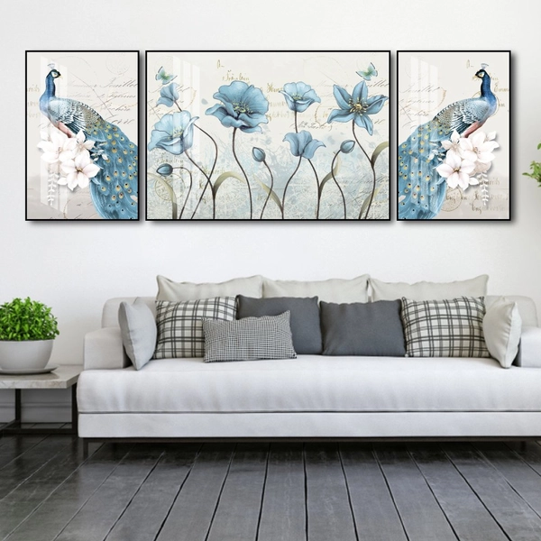 Tranh Treo Tường Chim Công Xanh Nghệ Thuật