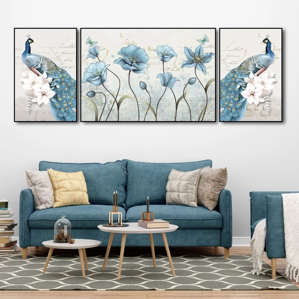 Tranh Treo Tường Chim Công Xanh Nghệ Thuật