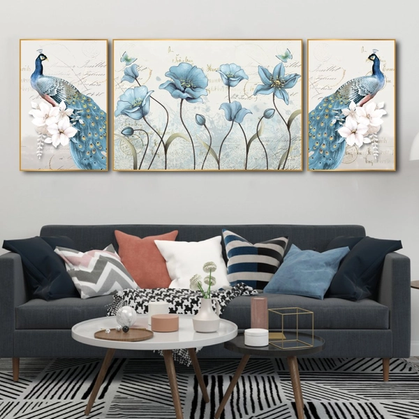 Tranh Treo Tường Chim Công Xanh Nghệ Thuật