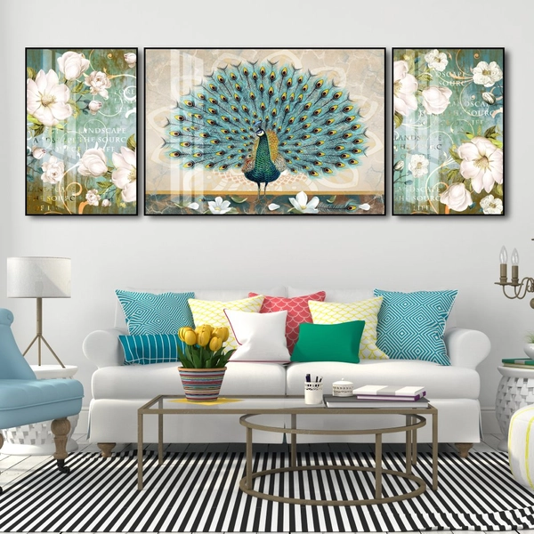 Tranh Treo Tường Chim Công Xanh Nghệ Thuật