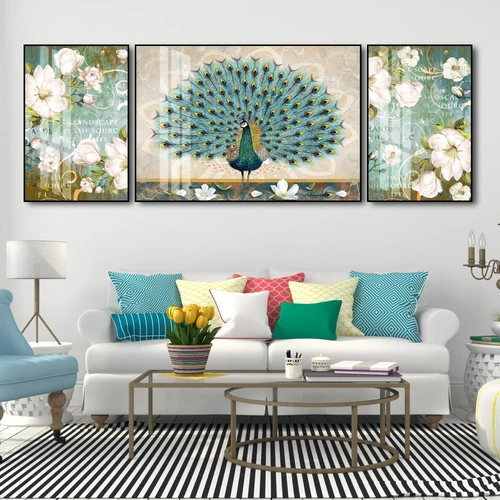 Tranh Treo Tường Chim Công Xanh Nghệ Thuật