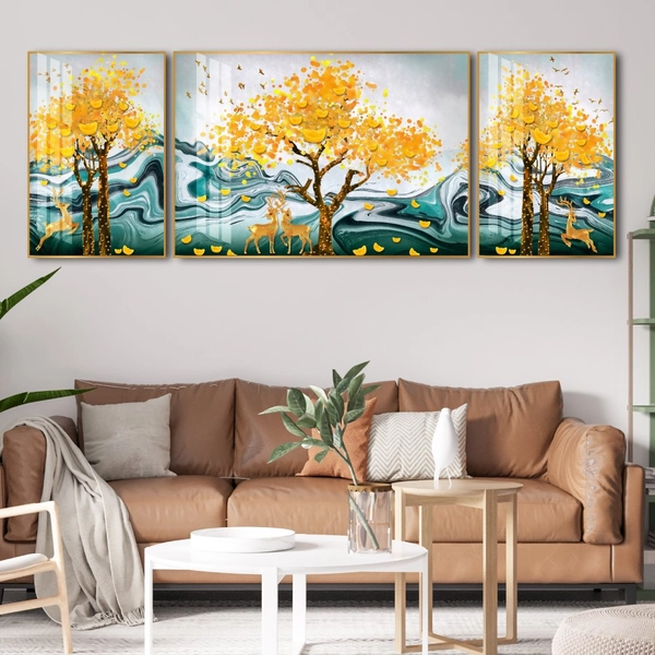 Tranh Treo Tường Hươu Và Cây Vàng Nghệ Thuật