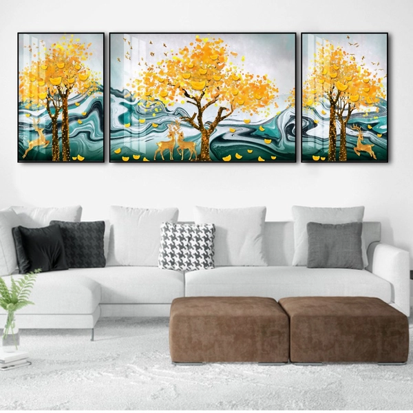 Tranh Treo Tường Hươu Và Cây Vàng Nghệ Thuật