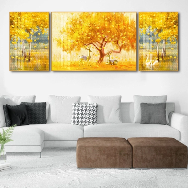Tranh Treo Tường Hươu Và Cây Vàng Nghệ Thuật