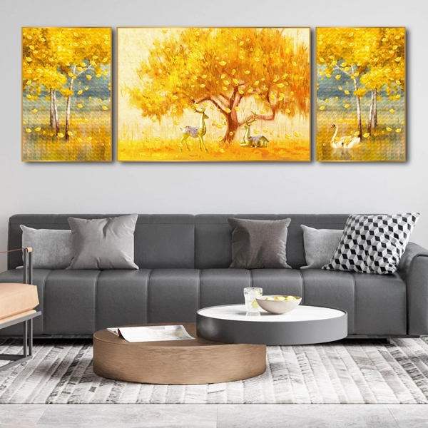 Tranh Treo Tường Hươu Và Cây Vàng Nghệ Thuật