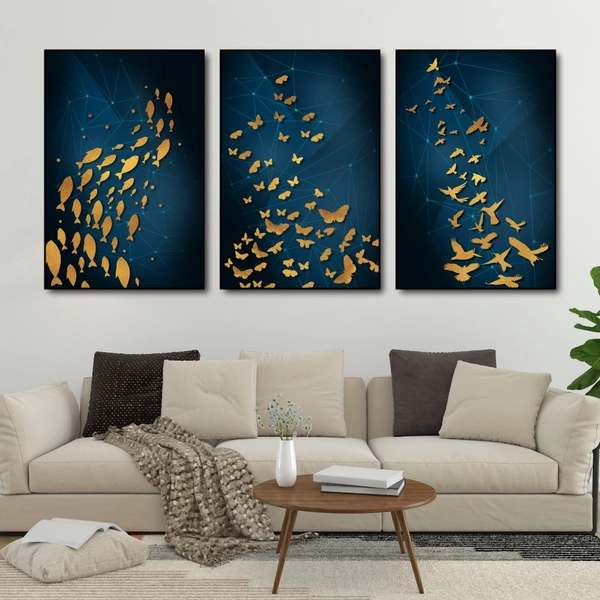 Tranh Treo Tường Nghệ Thuật Đàn Chim, Đàn Bướm Và Cá