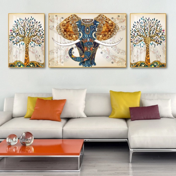 Tranh Treo Tường Nghệ Thuật Voi Xanh Tài Lộc