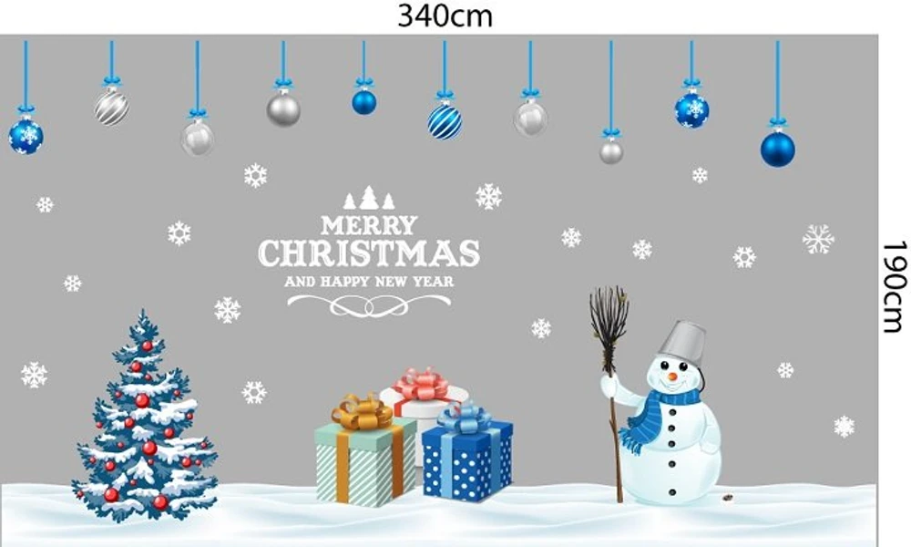 Combo decal trang trí noel cây thông noel và người tuyết chúc mừng năm mới