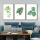 Tranh Treo Tường Bộ 3 Tấm Lá Xanh Nhiệt Đới Tươi Mát