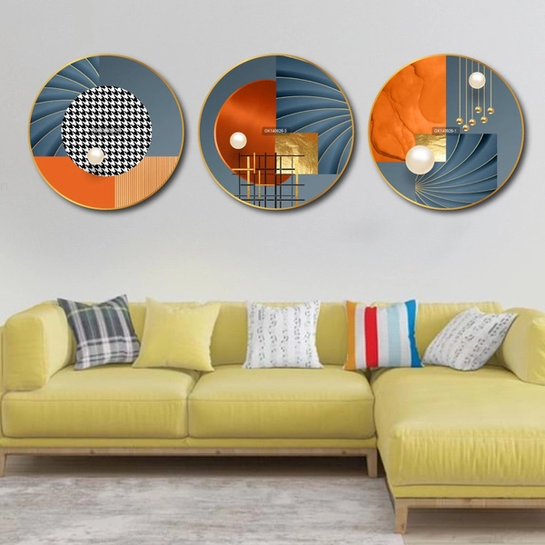 Tranh Tròn Treo Tường Hình Học Trừu Tượng