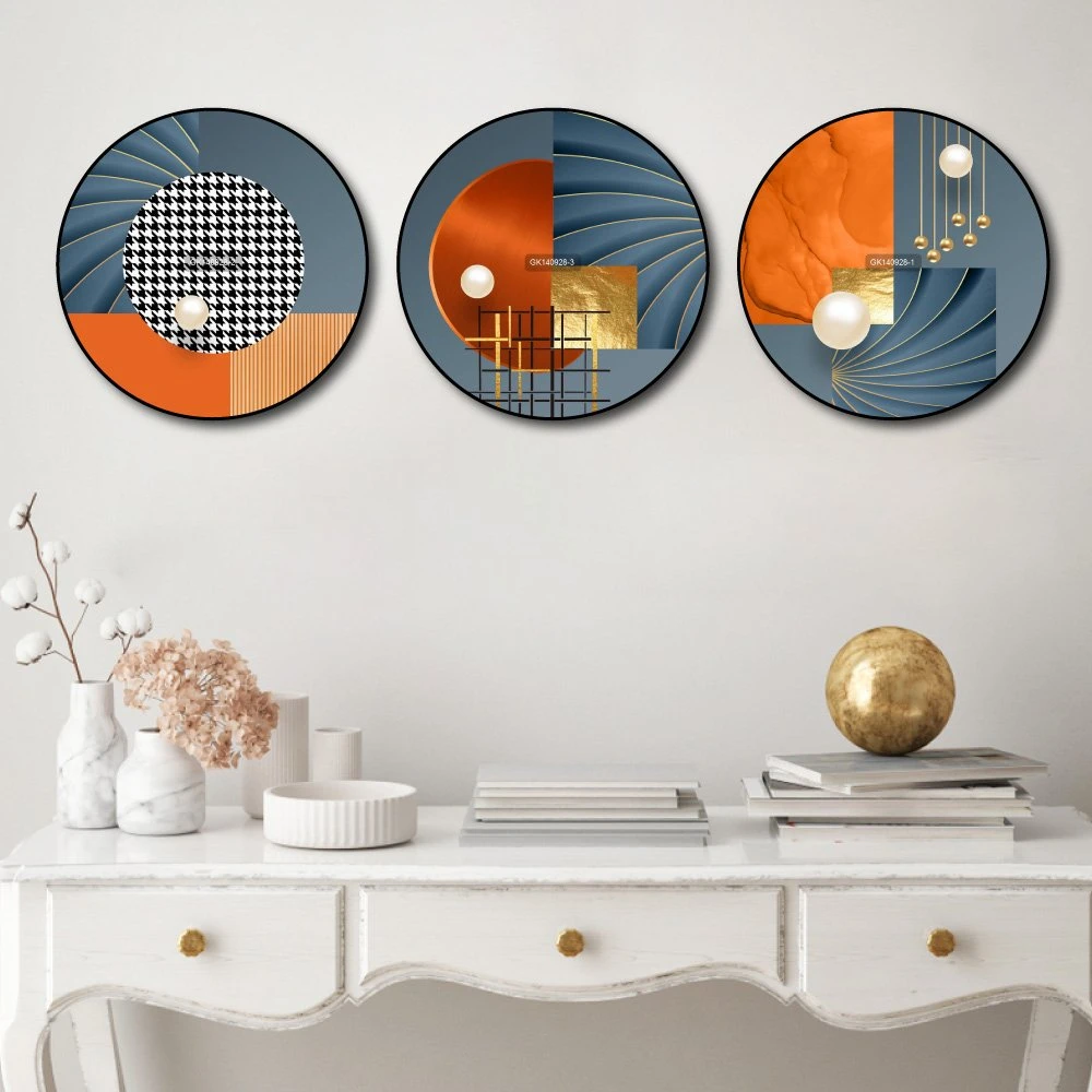 Tranh Tròn Treo Tường Hình Học Trừu Tượng