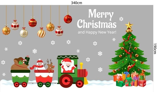 Combo decal trang trí noel đoàn tàu vui vẻ