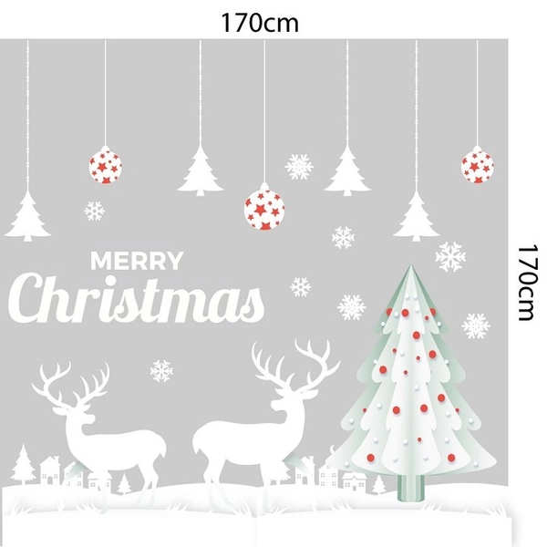 Combo decal trang trí noel đôi tuần lộc đón giáng sinh