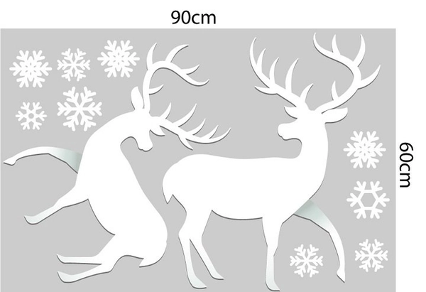 Combo decal trang trí noel đôi tuần lộc đón giáng sinh