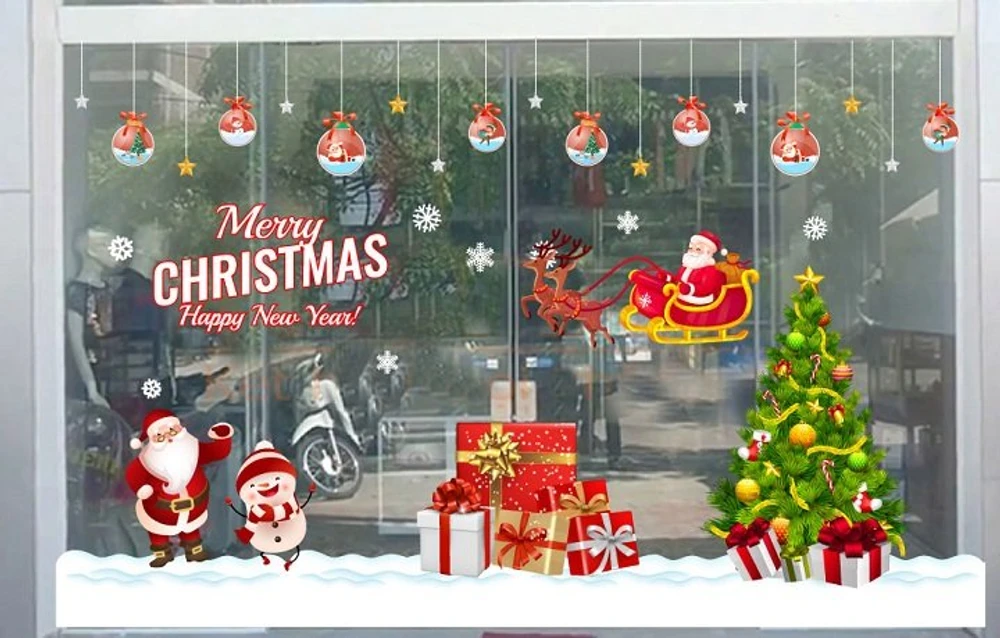 Combo decal trang trí noel giáng sinh vui vẻ năm mới hạnh phúc