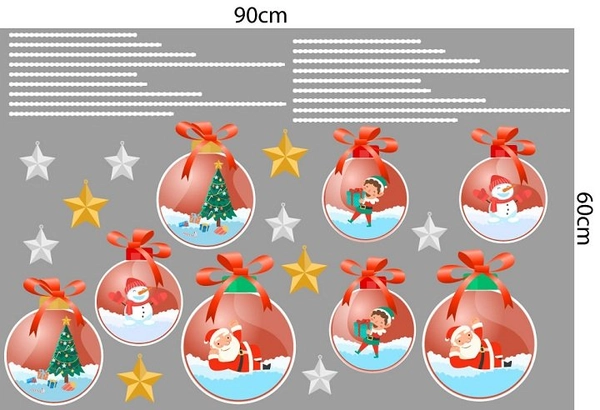 Combo decal trang trí noel giáng sinh vui vẻ năm mới hạnh phúc