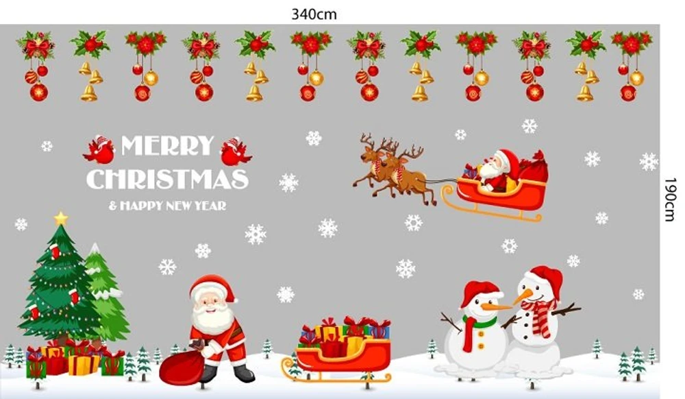 Combo decal trang trí noel xe quà đỏ may mắn