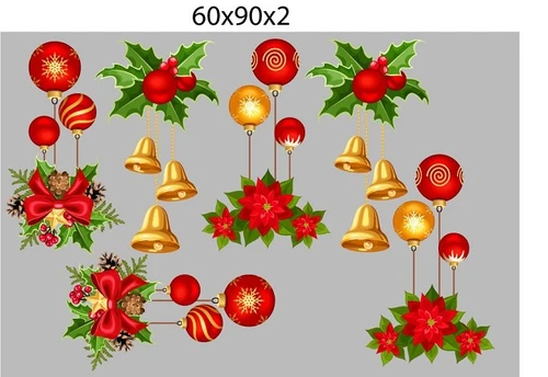 Combo decal trang trí noel xe quà đỏ may mắn