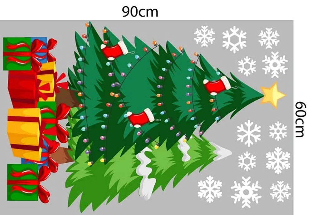 Combo decal trang trí noel xe quà đỏ may mắn