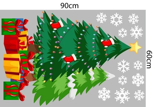 Combo decal trang trí noel xe quà đỏ may mắn