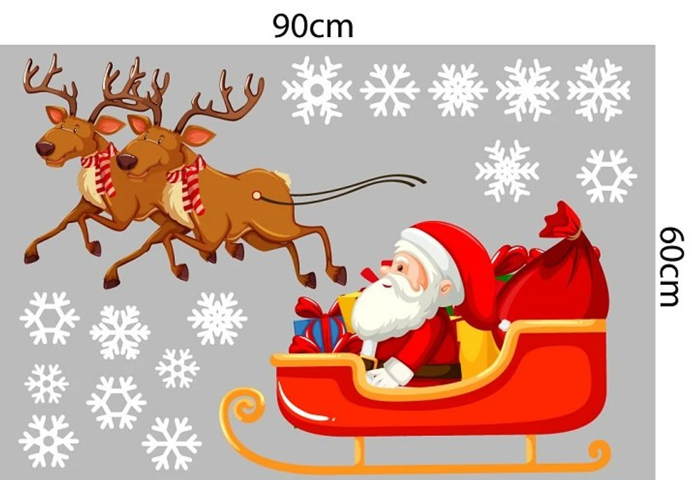 Combo decal trang trí noel xe quà đỏ may mắn