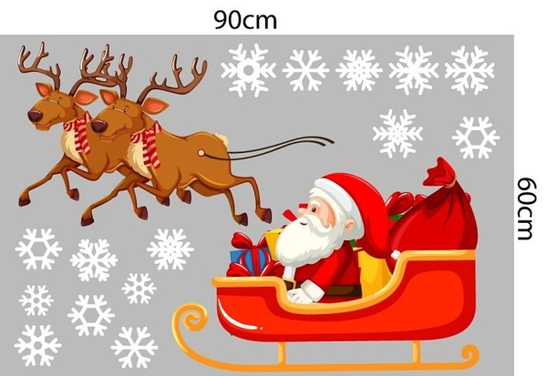 Combo decal trang trí noel xe quà đỏ may mắn