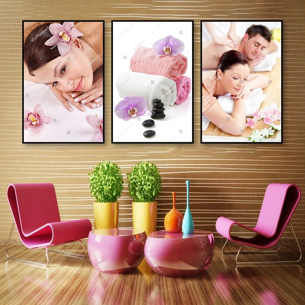 Tranh Treo Tường Spa Hoa Lan Massage Thảo Dược