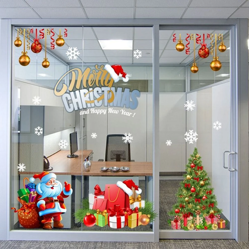 Combo decal trang trí noel ông già noel phát quà