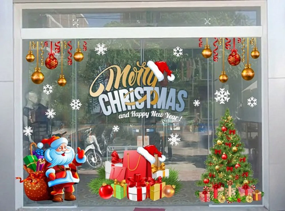 Combo decal trang trí noel ông già noel phát quà