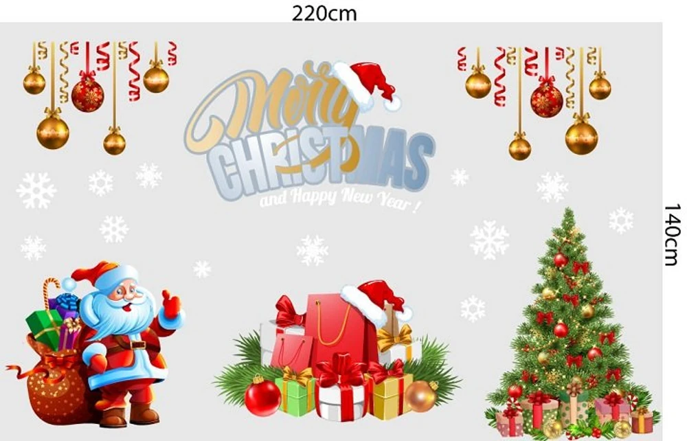 Combo decal trang trí noel ông già noel phát quà