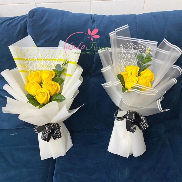 Bó hoa hồng sáp thơm 5 bông nhiều màu