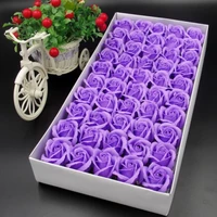 Hộp hoa hồng sáp thơm màu tím 50 bông