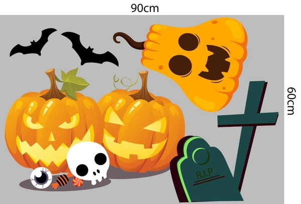 Combo decal trang trí Halloween bí ngô và bóng ma 05